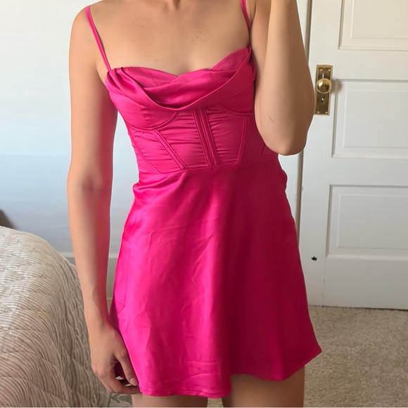 Princess Polly Dresses & Skirts - Princess Polly pink satin corset dress